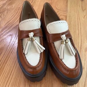 Sam Edelman Brown and Cream Tassel Loafers